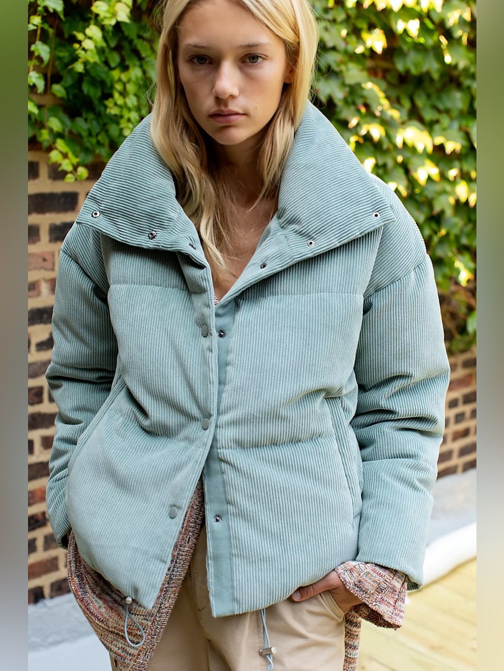 Free People Cord Weekender Puffer Size S